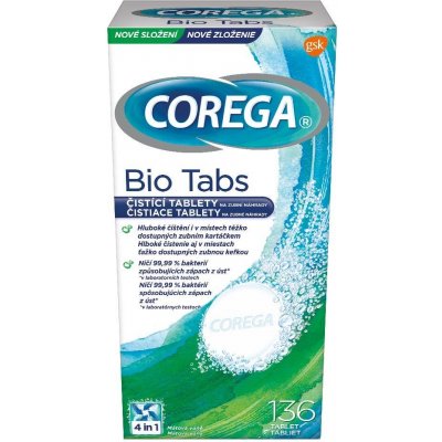 Corega Bio Antibakteriální tablety 136 ks