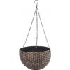 Kvetináč Strend Pro Modern, visiaci, závesný, zlatý, 26x16 cm, s retiazkou a vešiakom