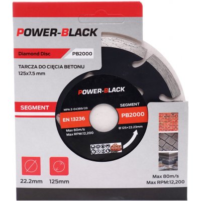 PowerBlack 5x Diamantový rezný kotúč na betón segmentový 125mm PB2000