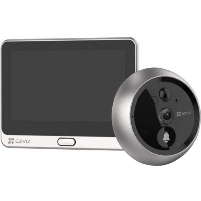 EZVIZ chytrý dveřní videotelefon DP2C/ Wi-Fi/ kamera 1080p/ H.265/ kukátko/ zvonek/ IR do 5 m/ PIR/ LCD 4,3" (CS-DP2C-A0-6E2WPFBS)