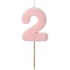 Party Sviečka na tortu číslo 2 svetloružová
