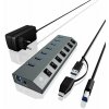 ICY BOX IB-HUB1701-C3, 7 Port USB 3.0 Type-A Hub, Aluminium Gehäuse, mit 7x USB Type-A, 7 portů USB 3.0 hub antracitová; IB-HUB1701-C3