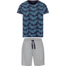 Livergy pánské pyžamo krátké vzorované modro šedé