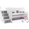 BMS GROUP Dětská patrová postel Max 1 - 3 osoby – bílá - grafit, 80x200 s přistýlkou a matrací