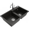 MEXEN/S MEXEN/S - Tomas granitový drez 2-bowl vrátane batérie Carla, čierna/zlatá metalik 6516-75-670700-00