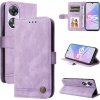Peňaženkové kožené puzdro Life Tree na Oppo A58 5G - Fialová