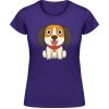 Akciové Dámske Tričko Soft-Style Gildan - Ilustrácia sediaceho psíka - Purple - S - Dámske