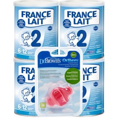 France Lait 2 4 x 400 g + Dr.Brown`s Hryzadlo cumlík ružový