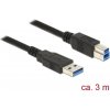 Delock USB kábel USB 3.2 Gen1 (USB 3.0 / USB 3.1 Gen1) USB-A zástrčka, USB-B zástrčka 3.00 m čierna pozlátené kontakty 85069; 85069