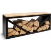 Blumfeldt Kindlewood L Black, stojan na drevo, lavička, 104 × 40 × 35 cm, bambus, zinok
