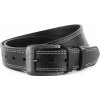 Čierny kožený opasok s dvojitým štepom 38 mm - 115