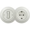 | Kliklap - Retro jednopólový vypínač č. 1 a zásuvka SCHUKO 230 V s bielym rámčekom | 2xKA0008+KA0001+KA0106