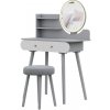 Vicco Dressing table Edda, 80 cm with LED lighting and stool, Šedá