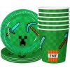 TANIERIKY + PAPIEROVÉ POHÁRE SADA PIXELOVÝ KRUMPÁČ MEČ CREEPER ZELENÝ