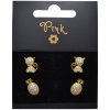 Pozlátené náušnice SET 4 ks OPIČKA a ANANAS