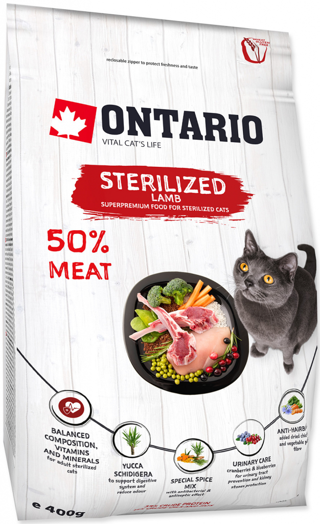 Ontario Cat Sterilised Lamb 400 g