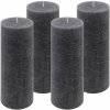 Antracit parafínová sviečka rustikálna 20 cm,90 h, sada 4 ks