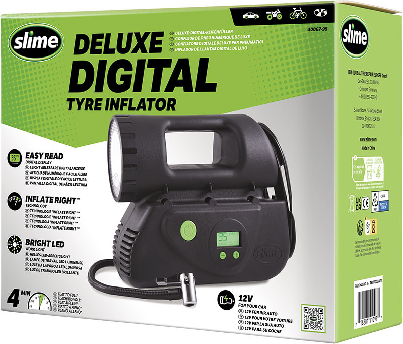 SLIME kompresor Deluxe Digital Tyre Inflator s príslušenstvom