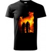 Hasiči pri zásahu - Klasické pánske tričko vyššej gramáže - 4XL ( Čierna )