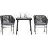 VidaXL 3-dielna záhradná súprava s poduškami, čierna, polyratan, sklo