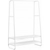 VASAGLE Kovový vešiak na oblečenie s dvoma policami biely