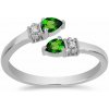 Nefertitis Prsteň strieborný s brúseným chrómdiopsidom a zirkónmi Ag 925 016430 DIO - 62 mm (US 10), 2,1 g