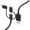 Hama USB kábel 3v1: micro USB, USB-C, Lightning, 1,5 m - HAMA 201536