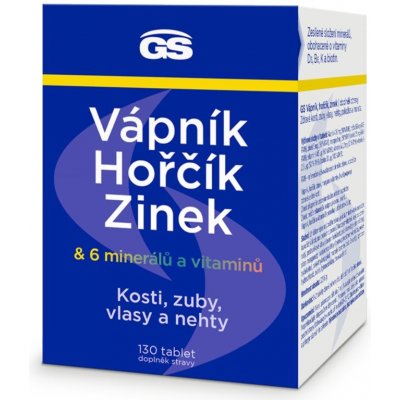 GS Vápnik Horčík Zinok tablety na podporu zdravia kostí a zubov 130 tbl