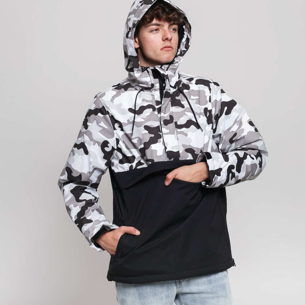 Urban Classics Camo Mix Pull Over jacket black snow camo