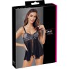 Cottelli LINGERIE babydoll s čipkou a otvoreným predným dielom, tangá
