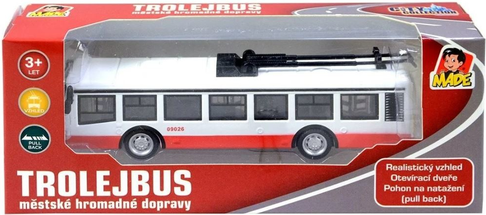 MADE Trolejbus kovový na spätný chod