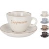 Šálka s podšálkou 200 ml 1+1 sada cappuccino kameninová, mix