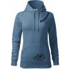 Running nápis šikmo - Mikina dámská Cape s kapucí - XL ( Denim )