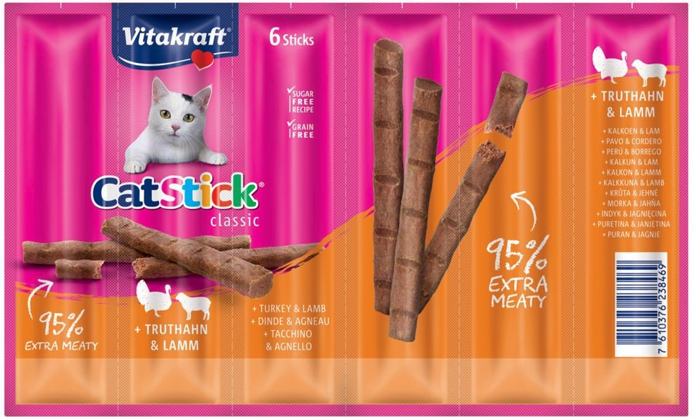 Vitakraft Cat Stick Classic morčacie a jahňacie 6 x 6 g