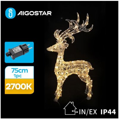 Aigostar LED Vonkajšia vianočná dekorácia LED 3,6W 31 230V 2700K 75 cm IP44 sob AI0479