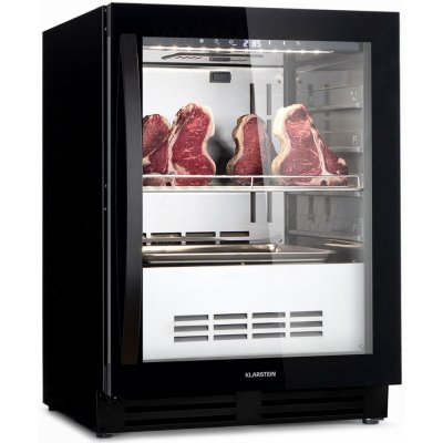 Klarstein Steakhouse Pro 98 Onyx, chladnička na zrenie mäsa, 1 zóna, 98 l, 1-25°C, dotykový displej, panoramatické okno (HEA10-Steakhouse98-O)