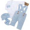 Z&Z 5-dielna pletená sada Boy body nohavice čiapočka motýlik topánočky béžová