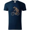 Medveď na bicykli - Tričko z organickej bavlny - M ( Tmavomodrá (takmer čierna) )