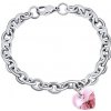 Silvego Dámsky náramok z chirurgickej ocele so Swarovski® Crystals Srdce 14mm Light Rose LSW085B