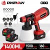 Akumulátorová striekacia pištoľ ONEVAN s obsahom nádržky 1,400 Litra 2 batérie 5 x tryska vhodná Pre batérie Makita 18 V