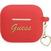 Ochranné puzdro Guess Silicone Charm Heart Collection pre AirPods 3 červené