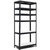 Policový regál Trestles RH 2200x800x600, nosnosť 2100 kg, 6 políc bielych Farba: čierna
