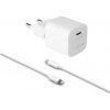 FIXED Mini nabíjacia súprava s USB-C výstupom a USB-C/Lightning, PD, MFI, 1 m, 20 W, biela FIXC20M-CL-WH