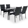 Noela Záhradný jedálenský set Klaudia čierny + 4x ratanová stolička Paris KD