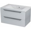 SAPHO WAVE umývadlová skrinka 79,7x45x47,8cm, biela/dub strieborný