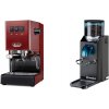 Gaggia New Classic E24 BC, red + Rancilio Rocky Doserless, black