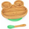 Klarstein Detská jedálenská súprava, bambusový tanier a lyžička, 250 ml, vrátane prísavky, 18 × 18 cm (BW-10243-009)