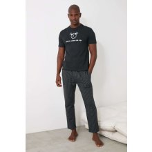 Trendyol Printed Other pánské pyžamo kr.rukáv černo šedé
