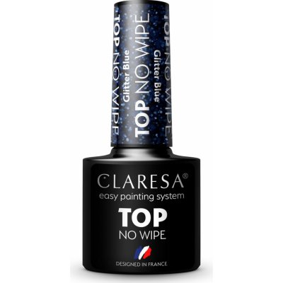 CLARESA gél lak - TOP no wipe / Glitter Blue 5g
