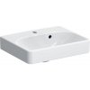 GEBERIT KÚPEĽNE Malé umývadlo Geberit Smyle Square s asym. prepadom: biela, B=45cm, H=16cm, T=36cm